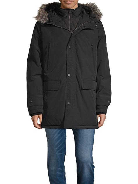 michael kors mens 2-in-1 faux fur trim parka|Faux Fur Trim Woven Parka .